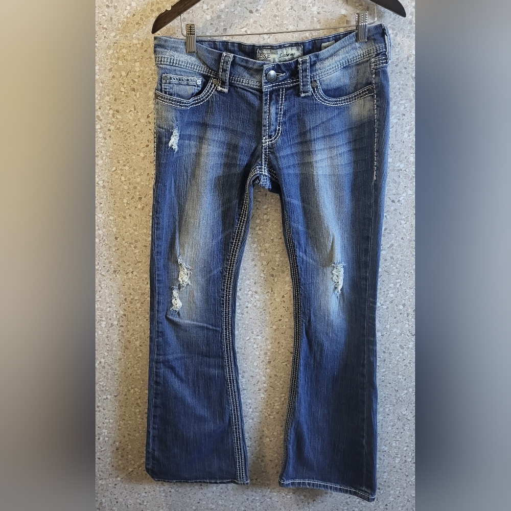 BKE, Women's Sabrina Flare Leg Denim, Distressed, Stretch, Size 30R